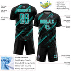 Custom Black Aqua-White Abstract Fragment Art Splash Sublimation Soccer Uniform Jersey