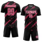 Custom Black Neon Pink-White Abstract Fragment Art Splash Sublimation Soccer Uniform Jersey