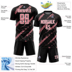 Custom Black Medium Pink-White Abstract Fragment Art Splash Sublimation Soccer Uniform Jersey