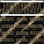 Custom Black Vegas Gold Abstract Fragment Art Splash Sublimation Soccer Uniform Jersey