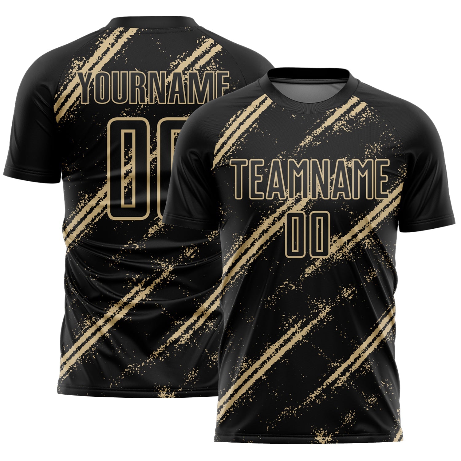 Custom Black Vegas Gold Abstract Fragment Art Splash Sublimation Soccer Uniform Jersey