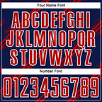Custom Navy Red-White Abstract Fragment Art Splash Sublimation Soccer Uniform Jersey