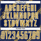 Custom Navy Old Gold-White Abstract Fragment Art Splash Sublimation Soccer Uniform Jersey