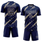 Custom Navy Cream Abstract Fragment Art Splash Sublimation Soccer Uniform Jersey
