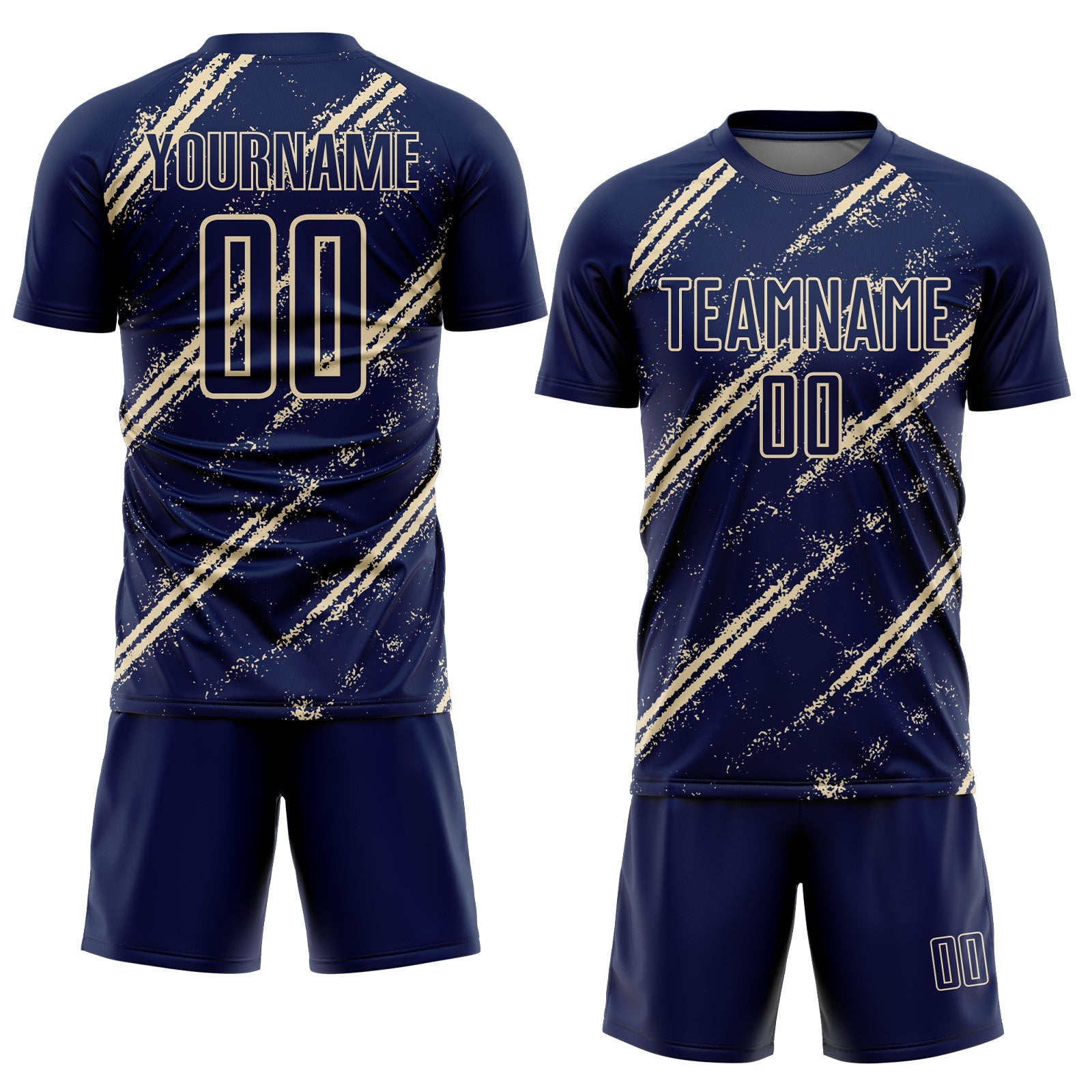 Custom Navy Cream Abstract Fragment Art Splash Sublimation Soccer Uniform Jersey