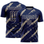 Custom Navy Cream Abstract Fragment Art Splash Sublimation Soccer Uniform Jersey
