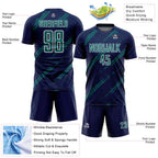 Custom Navy Teal-White Abstract Fragment Art Splash Sublimation Soccer Uniform Jersey