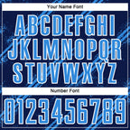 Custom Navy Powder Blue-White Abstract Fragment Art Splash Sublimation Soccer Uniform Jersey