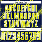 Custom Navy Neon Yellow-White Abstract Fragment Art Splash Sublimation Soccer Uniform Jersey