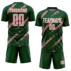 Custom Green Medium Pink-White Abstract Fragment Art Splash Sublimation Soccer Uniform Jersey