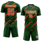 Custom Green Orange-White Abstract Fragment Art Splash Sublimation Soccer Uniform Jersey