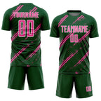 Custom Green Pink-White Abstract Fragment Art Splash Sublimation Soccer Uniform Jersey