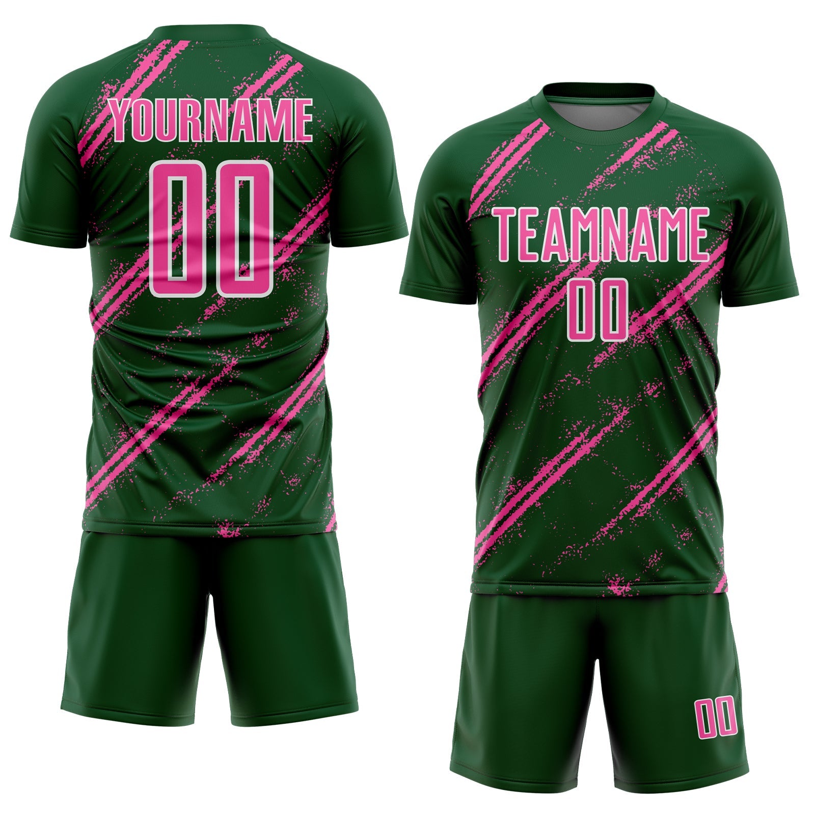 Custom Green Pink-White Abstract Fragment Art Splash Sublimation Soccer Uniform Jersey
