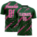 Custom Green Pink-White Abstract Fragment Art Splash Sublimation Soccer Uniform Jersey