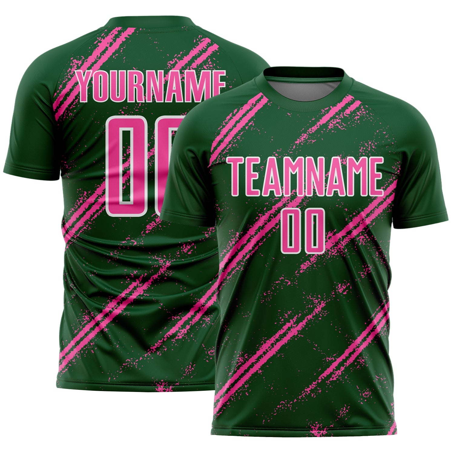Custom Green Pink-White Abstract Fragment Art Splash Sublimation Soccer Uniform Jersey