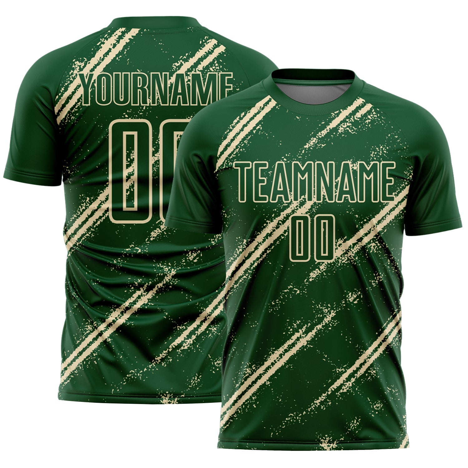 Custom Green Cream Abstract Fragment Art Splash Sublimation Soccer Uniform Jersey
