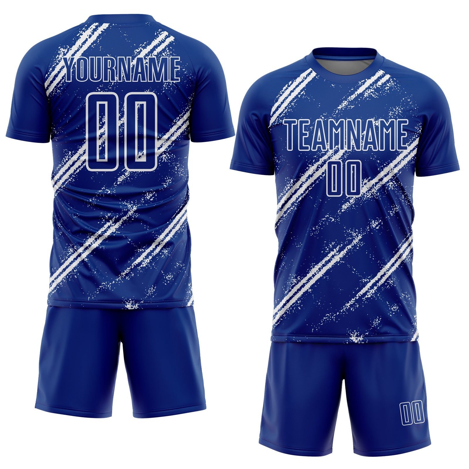 Custom Royal White Abstract Fragment Art Splash Sublimation Soccer Uniform Jersey