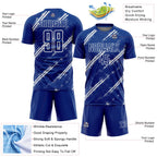 Custom Royal White Abstract Fragment Art Splash Sublimation Soccer Uniform Jersey