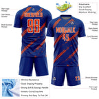 Custom Royal Orange-White Abstract Fragment Art Splash Sublimation Soccer Uniform Jersey