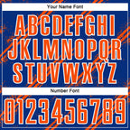 Custom Royal Orange-White Abstract Fragment Art Splash Sublimation Soccer Uniform Jersey