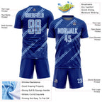 Custom Royal Light Blue-White Abstract Fragment Art Splash Sublimation Soccer Uniform Jersey