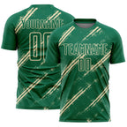 Custom Kelly Green Cream Abstract Fragment Art Splash Sublimation Soccer Uniform Jersey