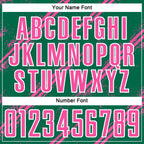 Custom Kelly Green Pink-White Abstract Fragment Art Splash Sublimation Soccer Uniform Jersey