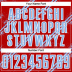 Custom Red Light Blue-White Abstract Fragment Art Splash Sublimation Soccer Uniform Jersey