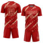 Custom Red Cream Abstract Fragment Art Splash Sublimation Soccer Uniform Jersey