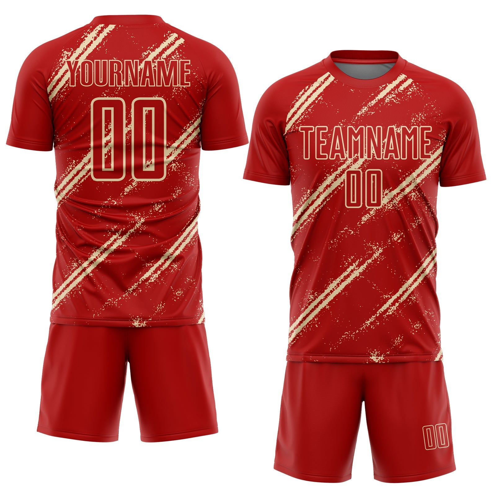 Custom Red Cream Abstract Fragment Art Splash Sublimation Soccer Uniform Jersey