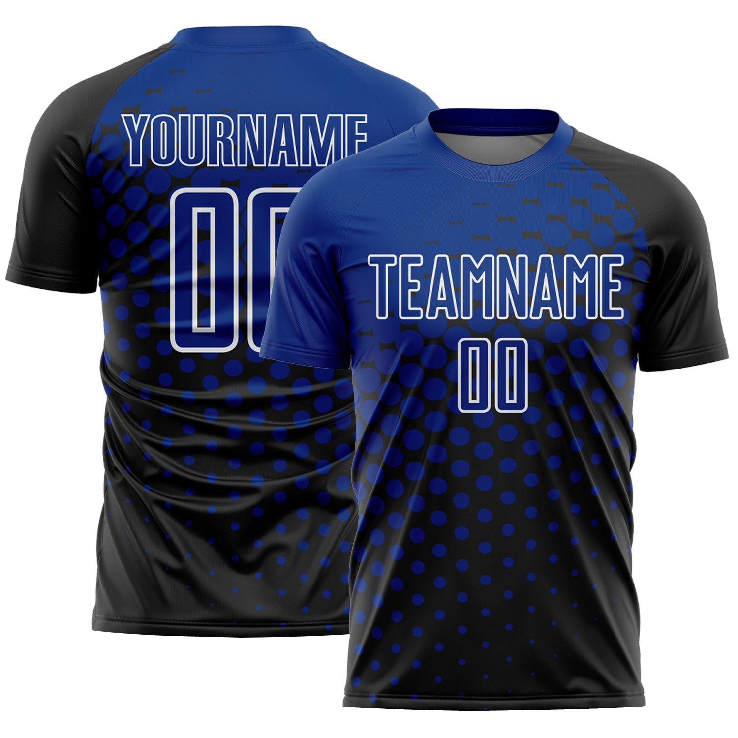 Custom Black Royal-White Modern Polka Dot Sublimation Soccer Uniform Jersey