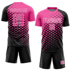 Custom Black Pink-White Modern Polka Dot Sublimation Soccer Uniform Jersey