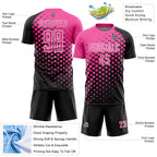 Custom Black Pink-White Modern Polka Dot Sublimation Soccer Uniform Jersey