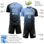 Custom Black Light Blue-White Modern Polka Dot Sublimation Soccer Uniform Jersey