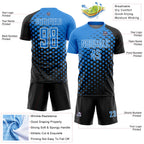 Custom Black Powder Blue-White Modern Polka Dot Sublimation Soccer Uniform Jersey