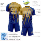 Custom Royal Old Gold-White Modern Polka Dot Sublimation Soccer Uniform Jersey