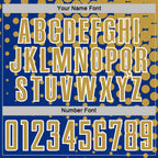 Custom Royal Old Gold-White Modern Polka Dot Sublimation Soccer Uniform Jersey