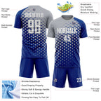 Custom Royal White-Gray Modern Polka Dot Sublimation Soccer Uniform Jersey