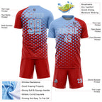 Custom Red Light Blue-White Modern Polka Dot Sublimation Soccer Uniform Jersey