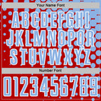 Custom Red Light Blue-White Modern Polka Dot Sublimation Soccer Uniform Jersey