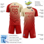 Custom Red Cream Modern Polka Dot Sublimation Soccer Uniform Jersey