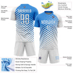 Custom White Powder Blue Modern Polka Dot Sublimation Soccer Uniform Jersey