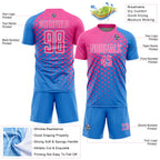 Custom Powder Blue Pink-White Modern Polka Dot Sublimation Soccer Uniform Jersey