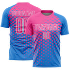Custom Powder Blue Pink-White Modern Polka Dot Sublimation Soccer Uniform Jersey