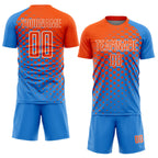 Custom Powder Blue Orange-White Modern Polka Dot Sublimation Soccer Uniform Jersey
