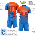 Custom Powder Blue Orange-White Modern Polka Dot Sublimation Soccer Uniform Jersey
