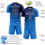 Custom Powder Blue Navy-White Modern Polka Dot Sublimation Soccer Uniform Jersey