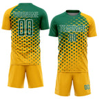 Custom Gold Kelly Green-White Modern Polka Dot Sublimation Soccer Uniform Jersey
