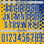 Custom Gold Royal-White Modern Polka Dot Sublimation Soccer Uniform Jersey