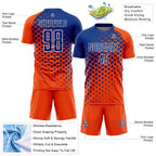 Custom Orange Royal-White Modern Polka Dot Sublimation Soccer Uniform Jersey